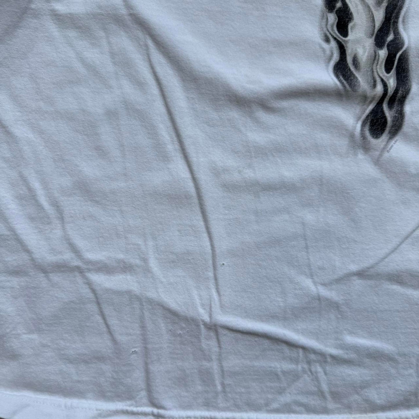 Vintage Y2K Flaming Skull Sleeve T-Shirt - X-Large