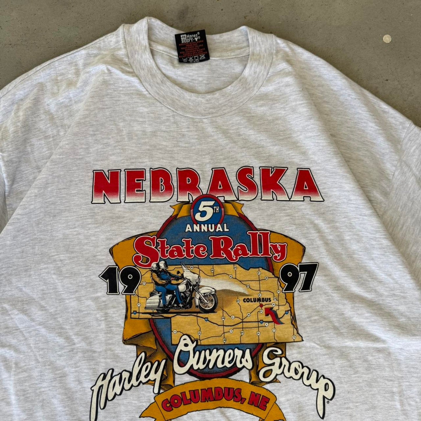 Vintage 90s Nebraska State Rally Harley Davidson Motorcycles Biker T-Shirt - XX-Large