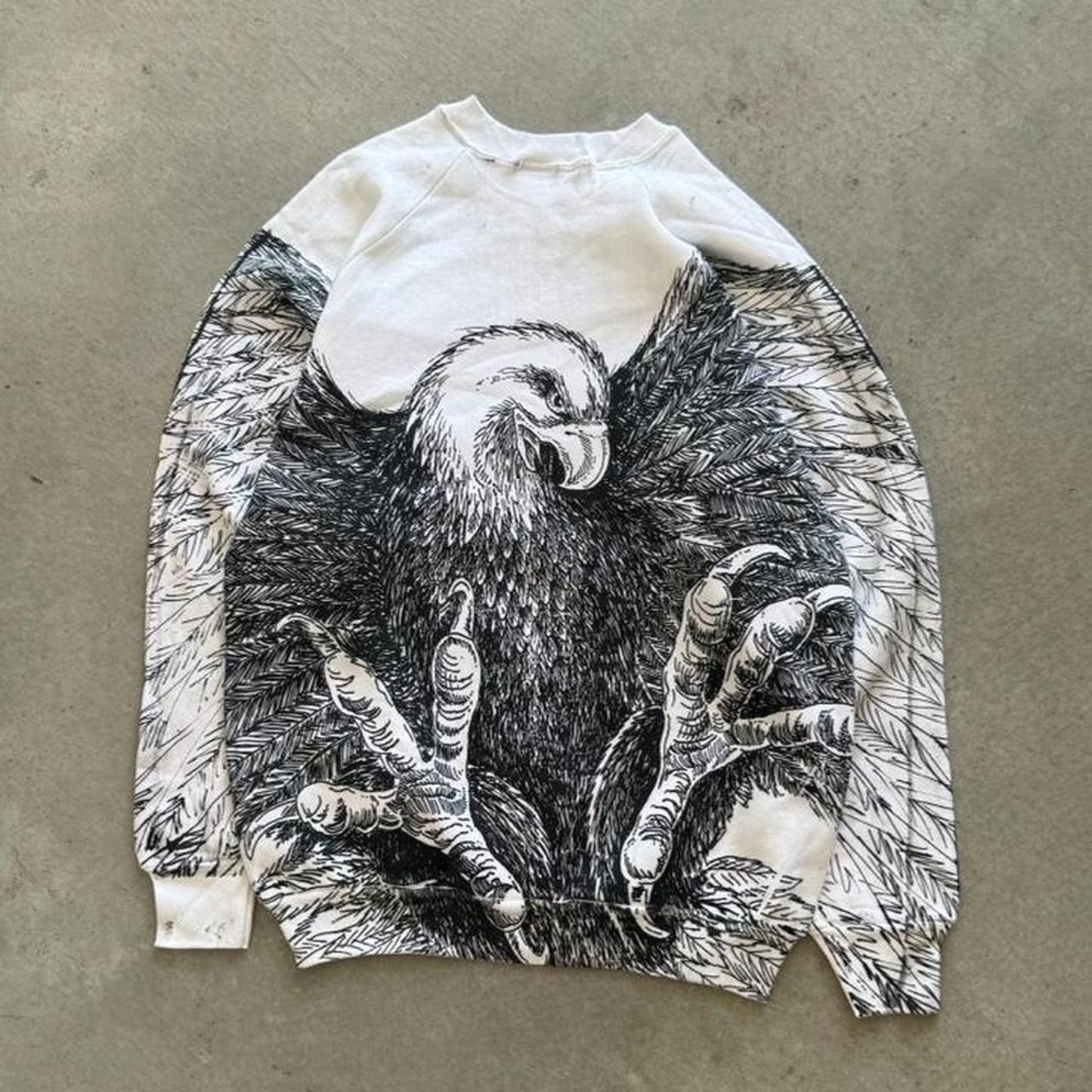 Vintage 90s Eagle All Over Print Animal Crewneck - Large
