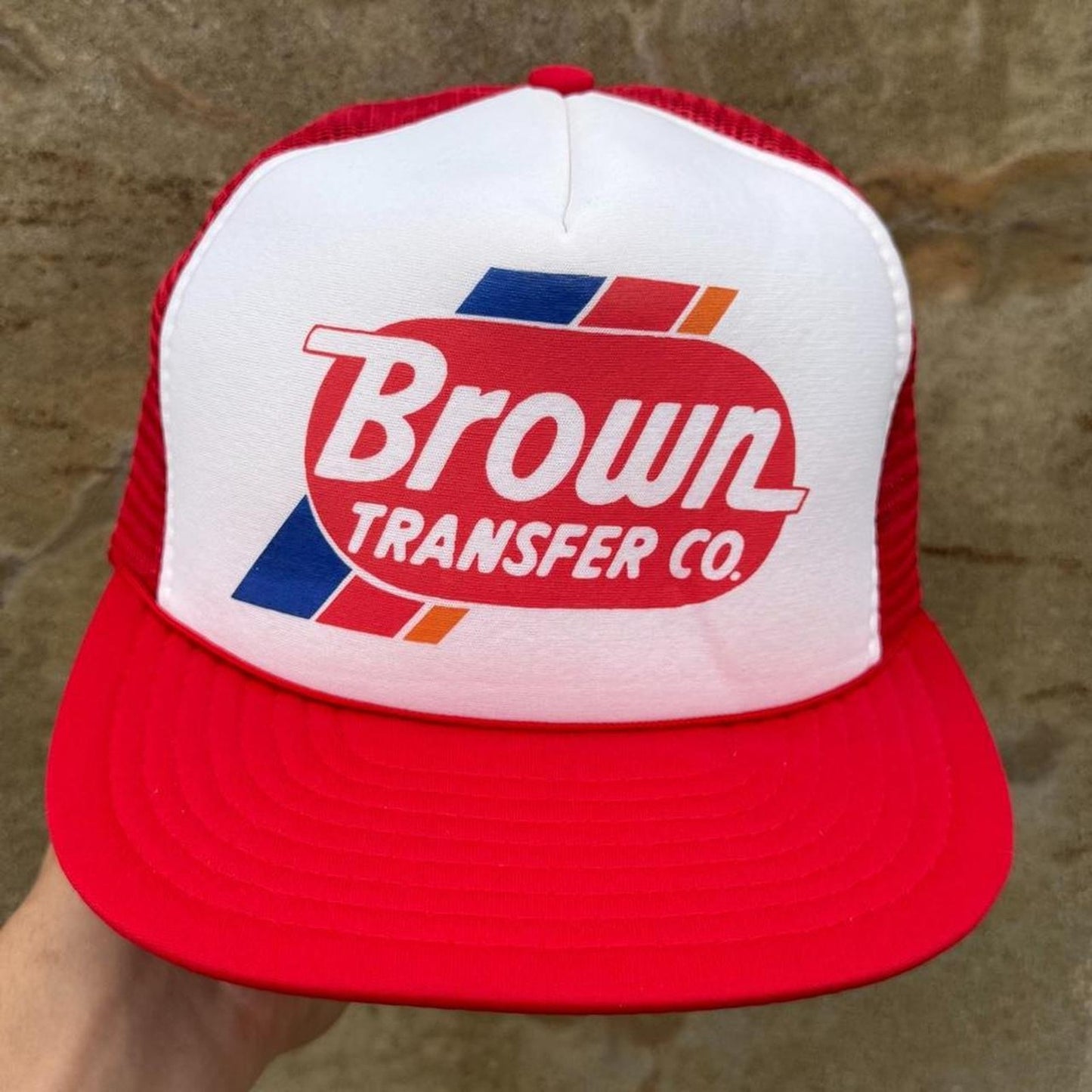 Vintage 80s Brown Transfer Co Trucking Cap