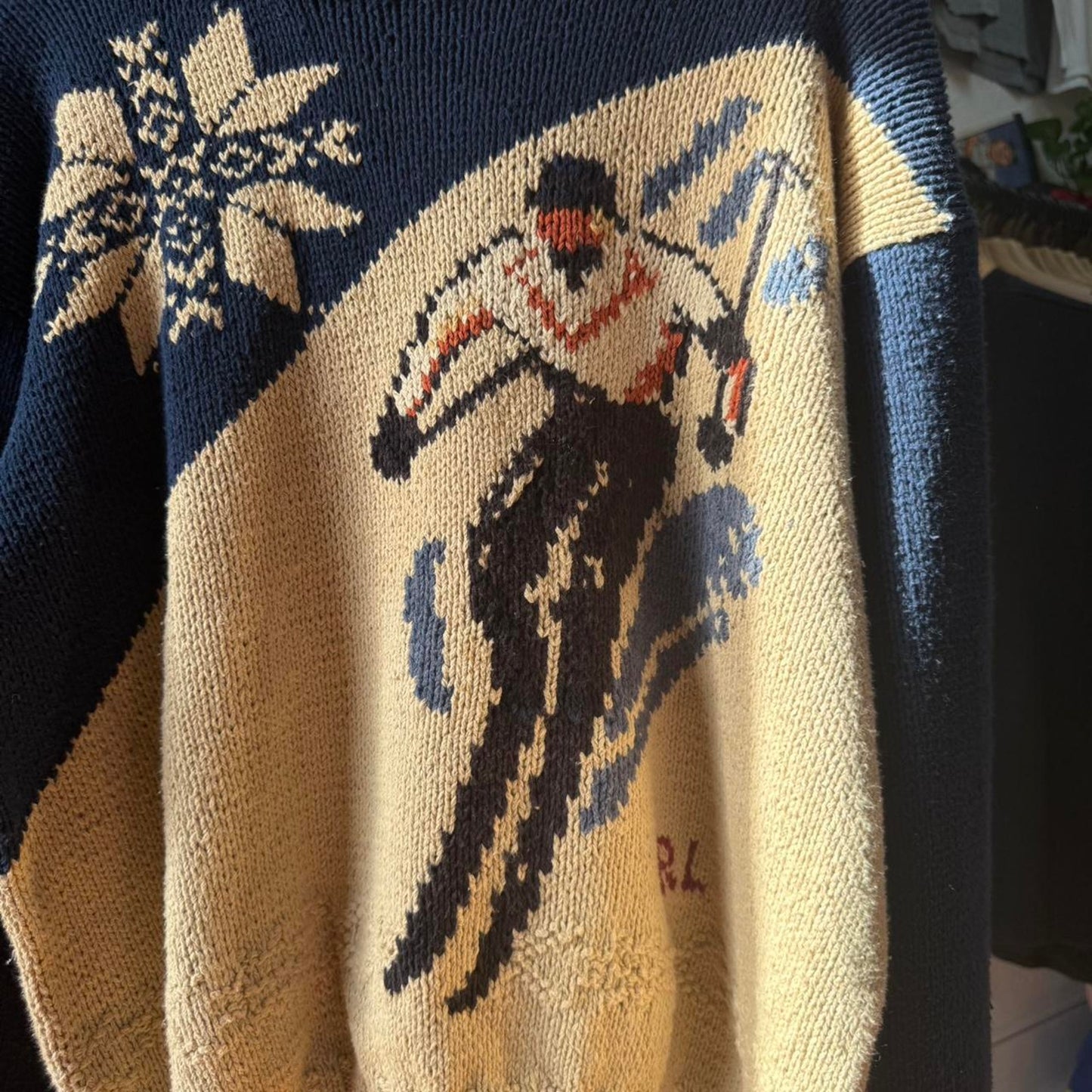 Vintage Polo Ralph Lauren RL Ski Skiing Knit Sweater - Large