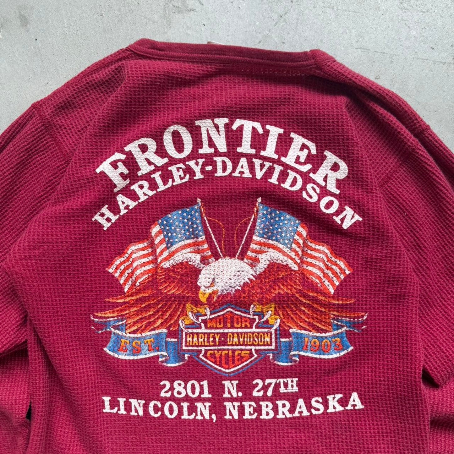 Vintage 80s 3D Emblem Harley Davidson Rose Thermal Shirt - X-Large
