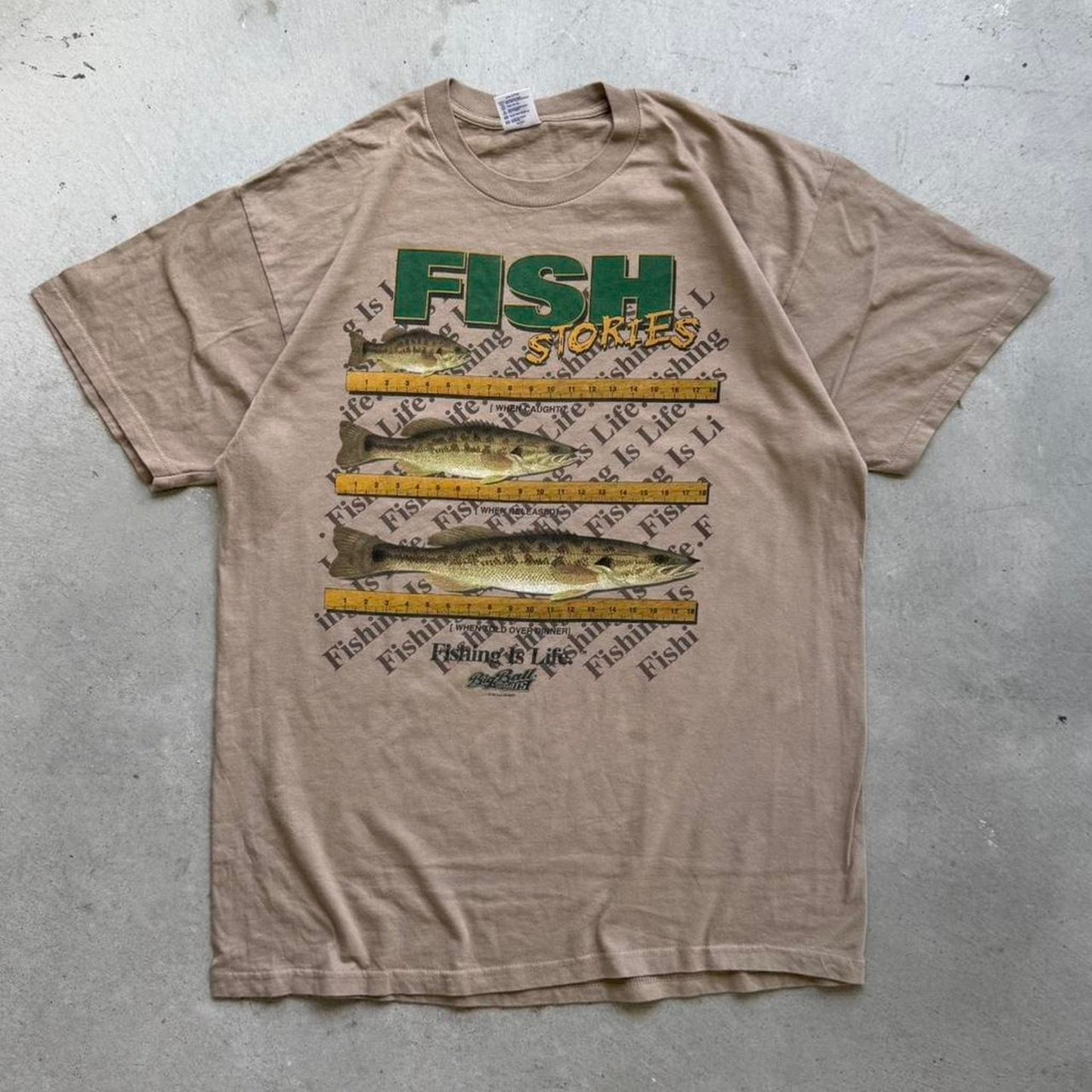 Vintage 90s Fish Fishing Measuring Animal T-Shirt - X-Large