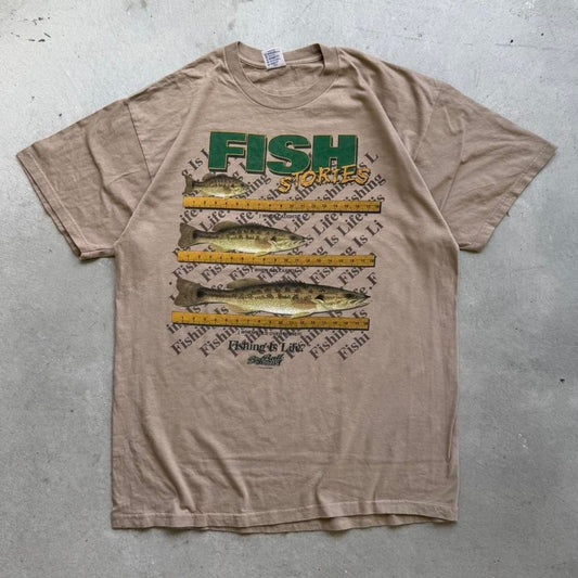 Vintage 90s Fish Fishing Measuring Animal T-Shirt - X-Large