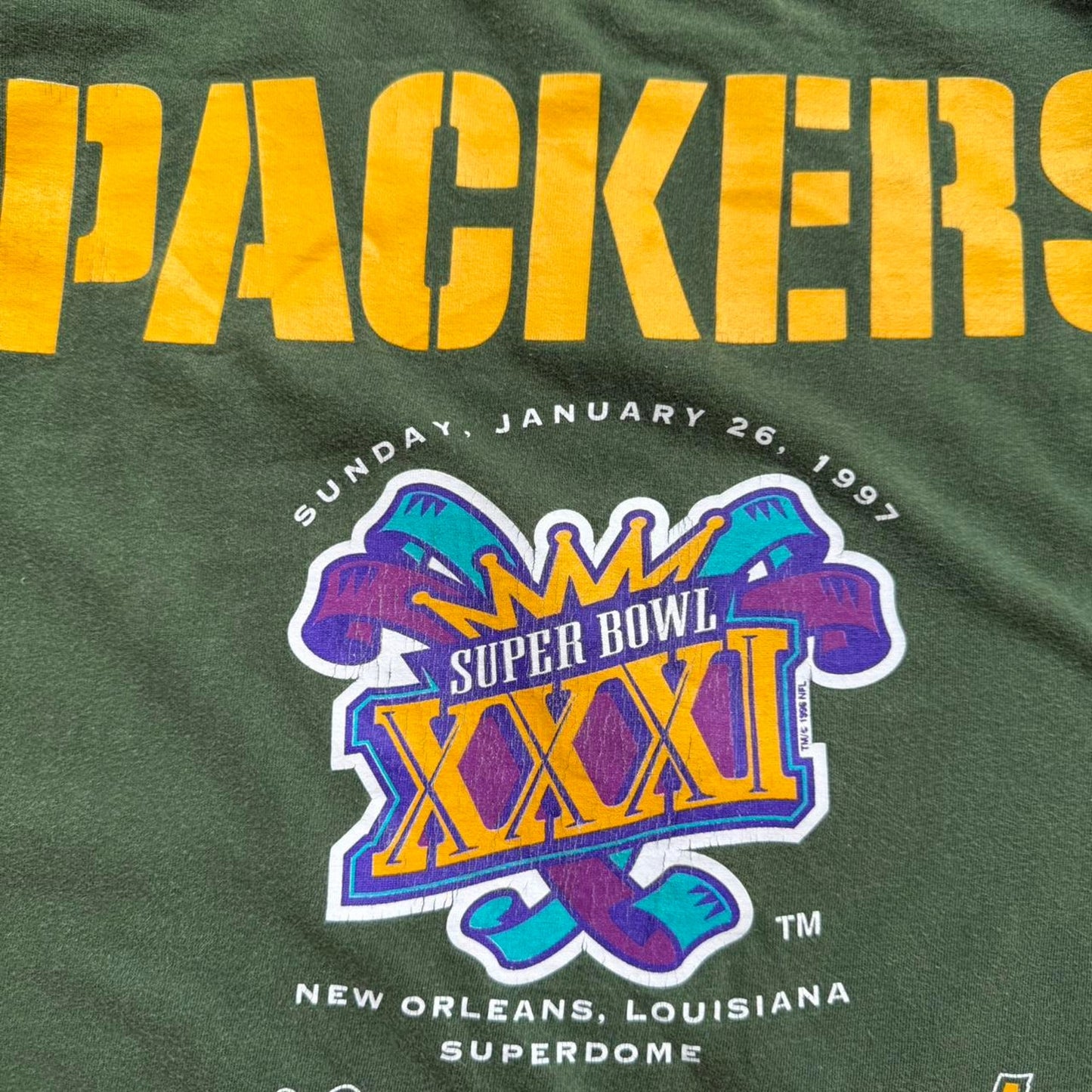 Vintage 90s Green Bay Packers Super Bowl Champions NFL T-Shirt - XX-Large