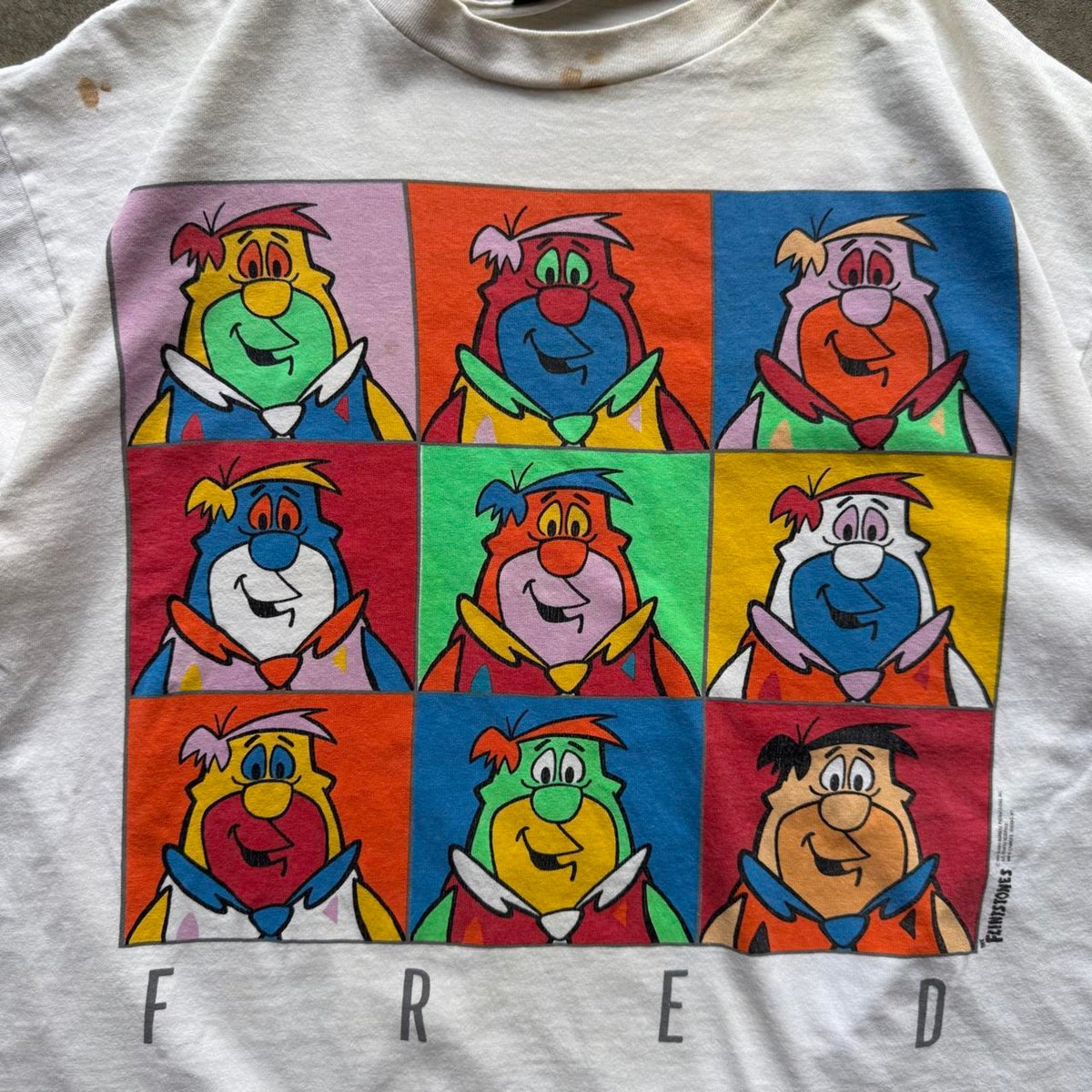 Vintage 90s Fred Flintstones Andy Warhol Art T-Shirt - X-Large
