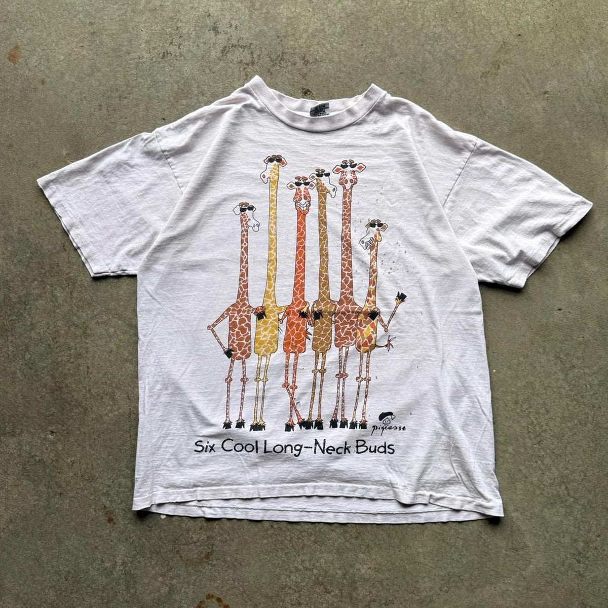 Vintage 90s Giraffe Six Cool Long Neck Buds Animal T-Shirt - Large