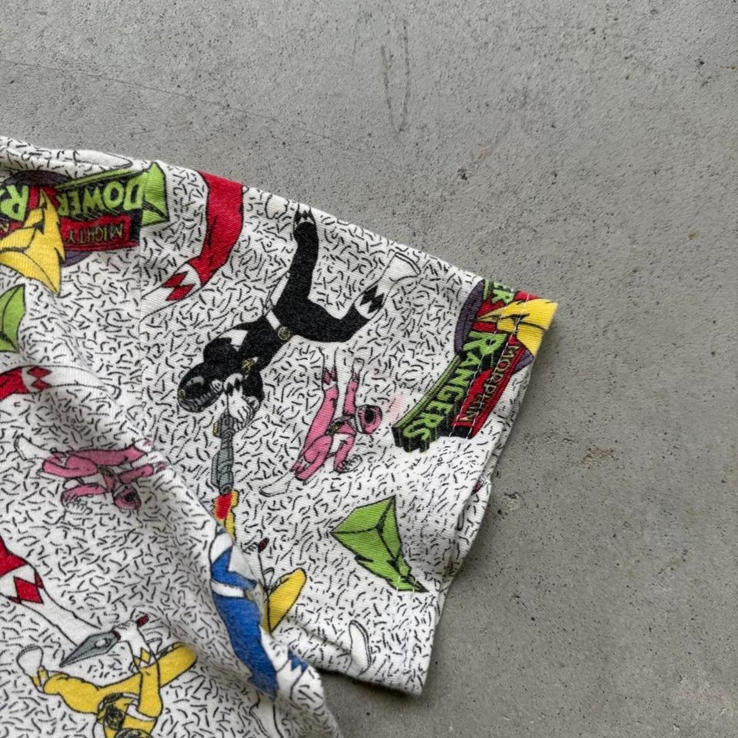 Vintage 90s Power Rangers All Over Print T-Shirt - Kids Small 6-7