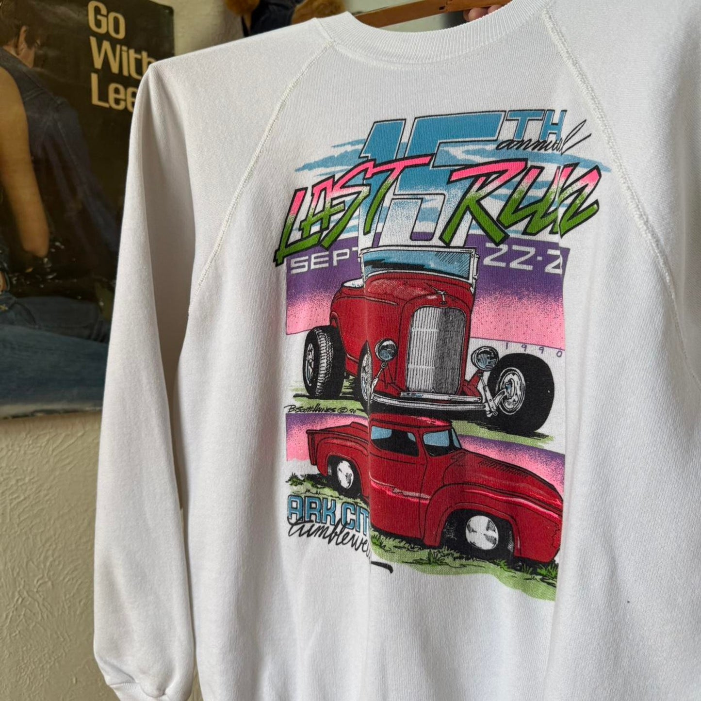 Vintage 80s Last Run Hot Rod Car Crewneck - Large