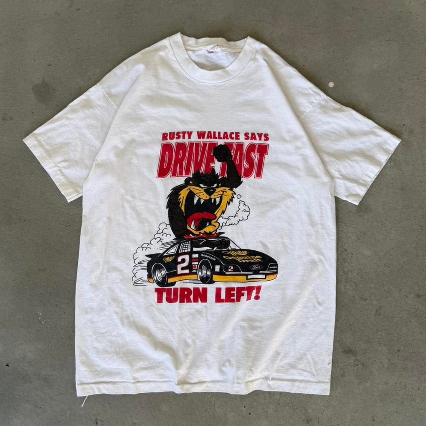 Vintage 90s Taz Rusty Wallace NASCAR Racing T-Shirt - X-Large