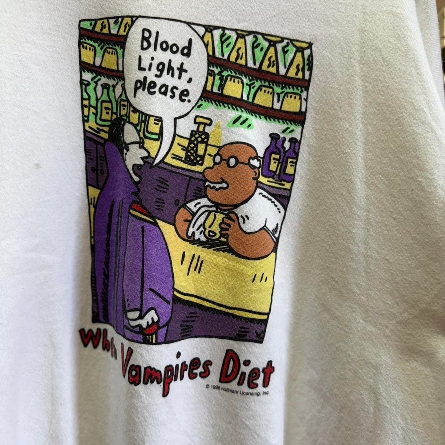 Vintage 90s Why Vampires Diet Cartoon Comic Crewneck
