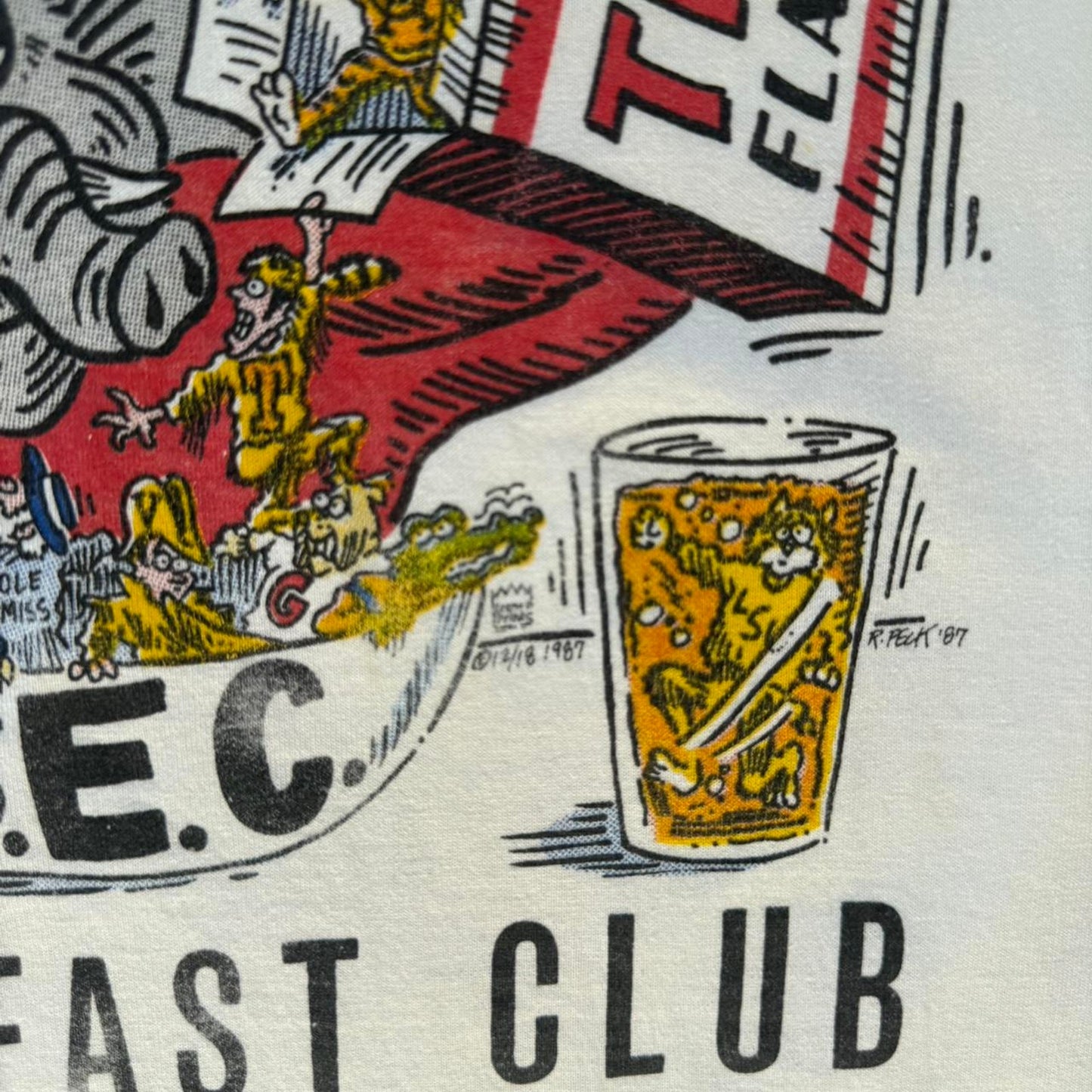 Vintage 80s Alabama Breakfast Club SEC Cartoon T-Shirt - X-Large