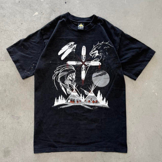 Vintage 80s Native American Art Eagle Nature T-Shirt - Medium