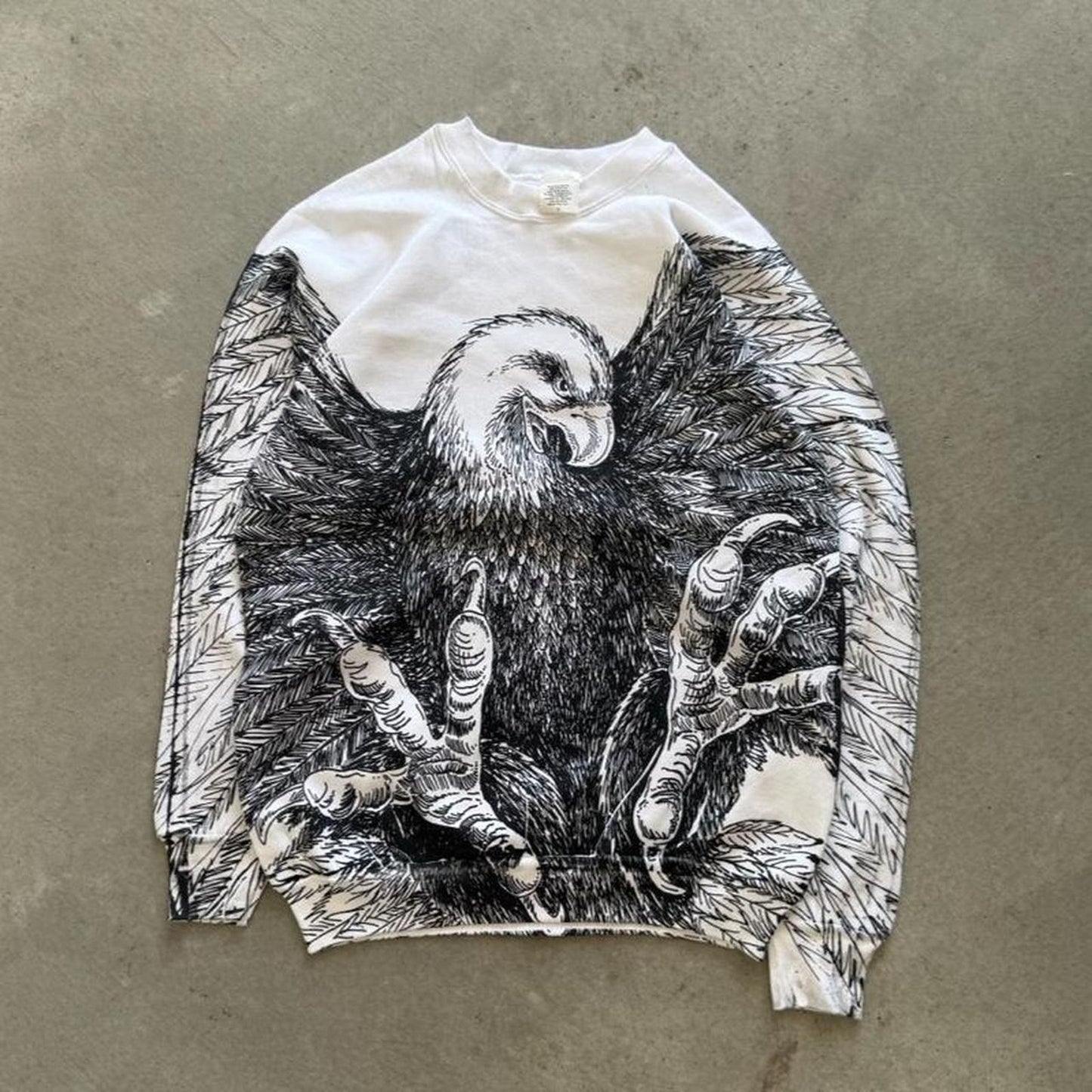 Vintage 90s Eagle All Over Print Animal Crewneck - X-Large