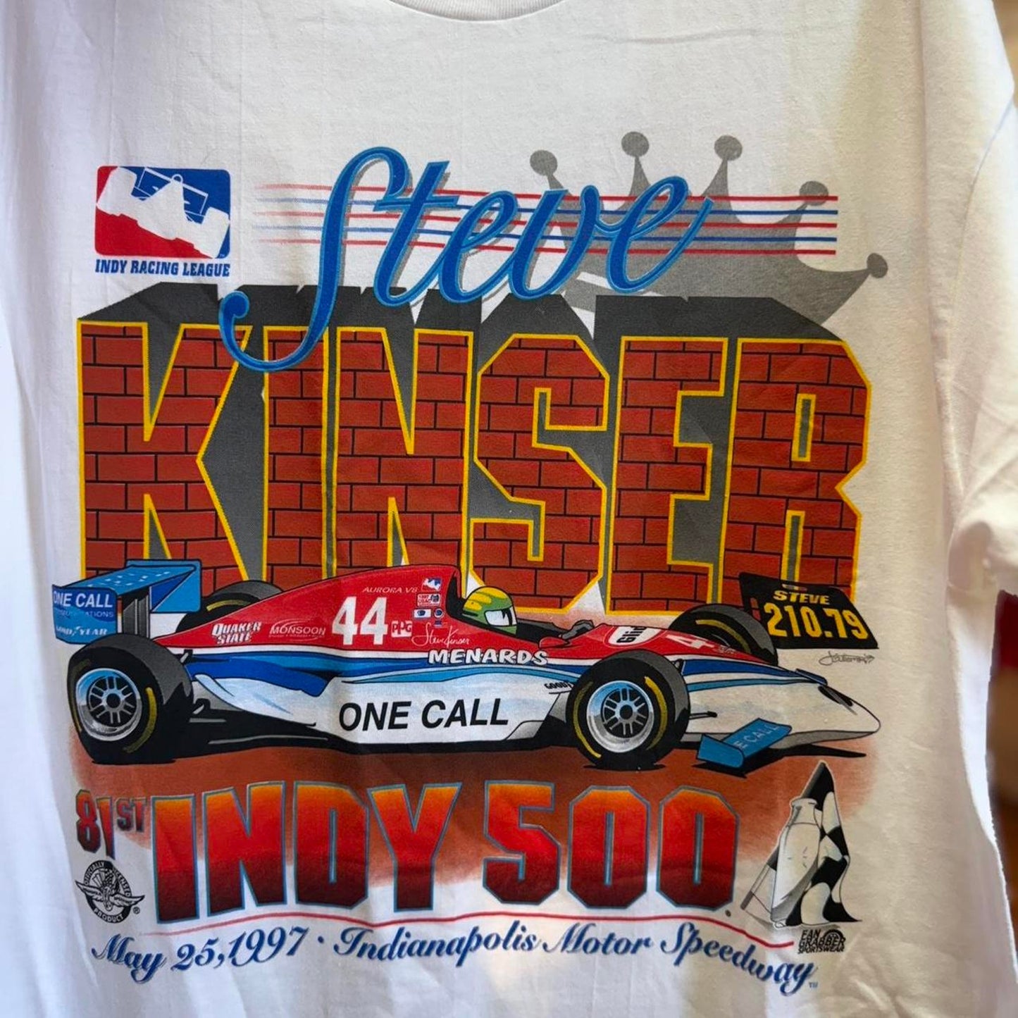 Vintage 1997 Steve Kinser NASCAR Racing Racecar T-Shirt - X-Large