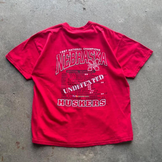 Vintage 1997 Nebraska Huskers National Champions Football T-Shirt - X-Large
