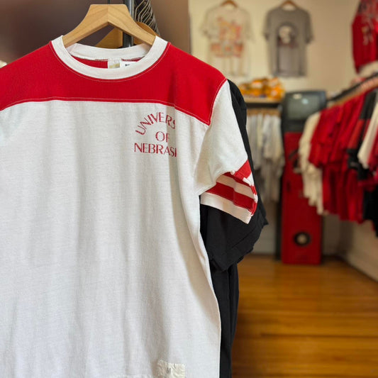 Vintage 80s University of Nebraska Ringer T-Shirt - Medium