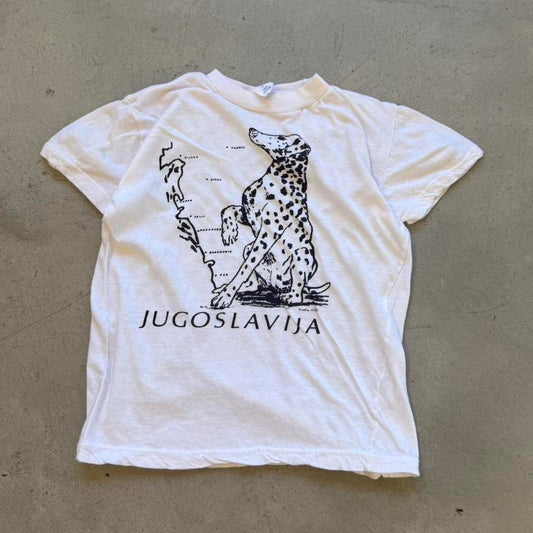 Vintage 80s Yugoslavia Dalmatian Dog T-Shirt - Kids Medium