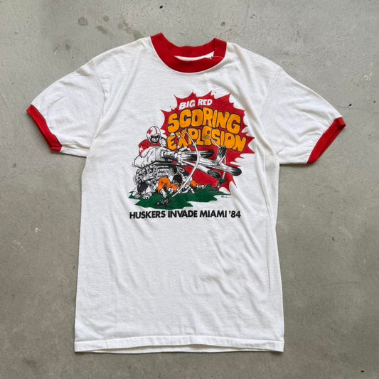 Vintage 1984 Nebraska Huskers Scoring Explosion Tank Ringer T-Shirt - Large