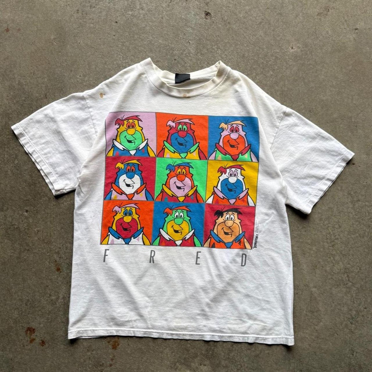 Vintage 90s Fred Flintstones Andy Warhol Art T-Shirt - X-Large