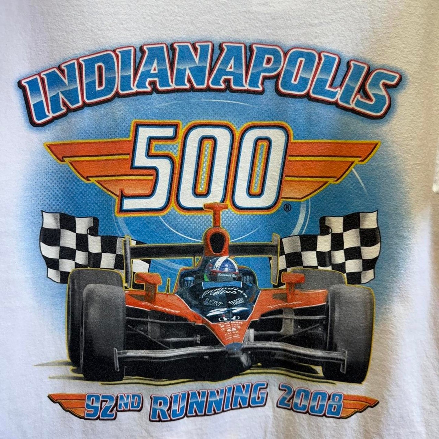 Vintage 2008 Indianapolis 500 Racing Racecar T-Shirt - Large