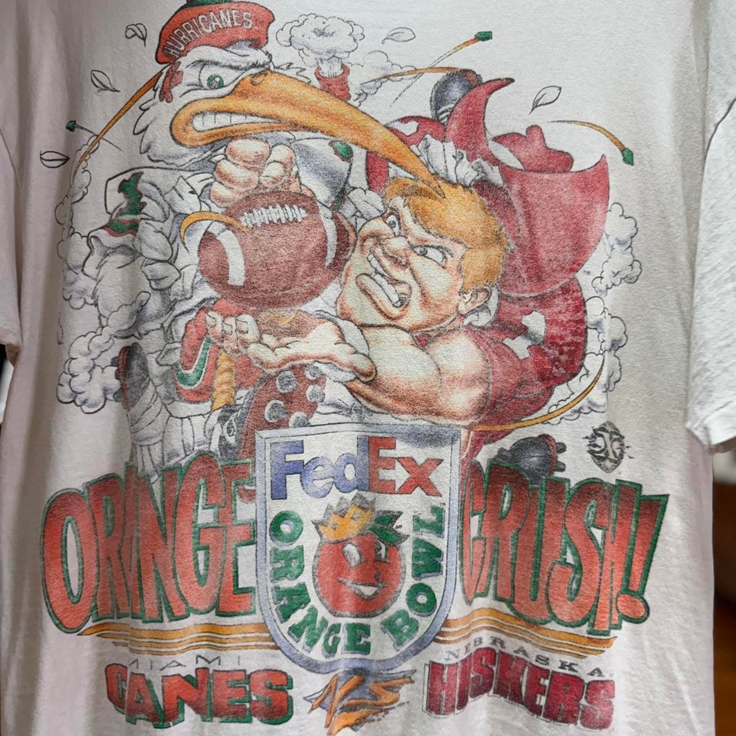 Vintage 90s Nebraska Huskers FedEx Orange Bowl Strangle Herbie T-Shirt - Large