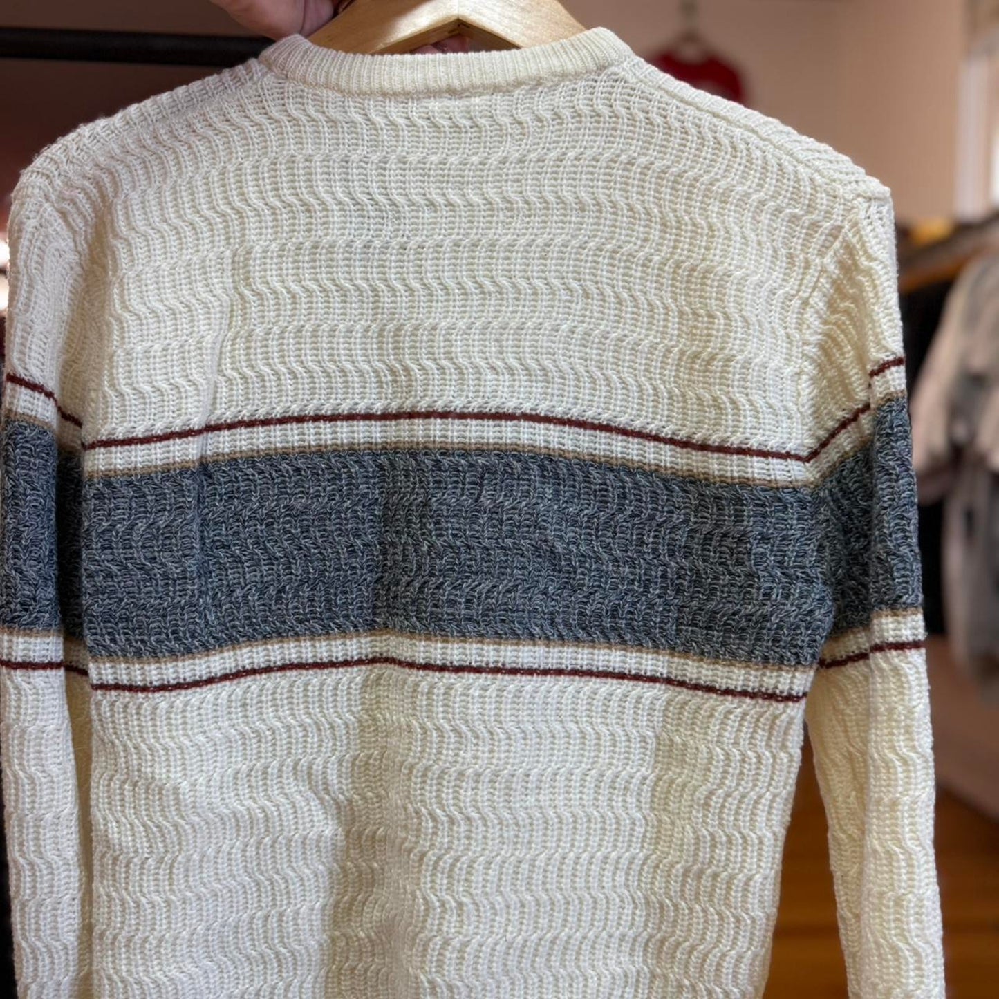 Vintage 90s Striped Knit Sweater - Medium (W)