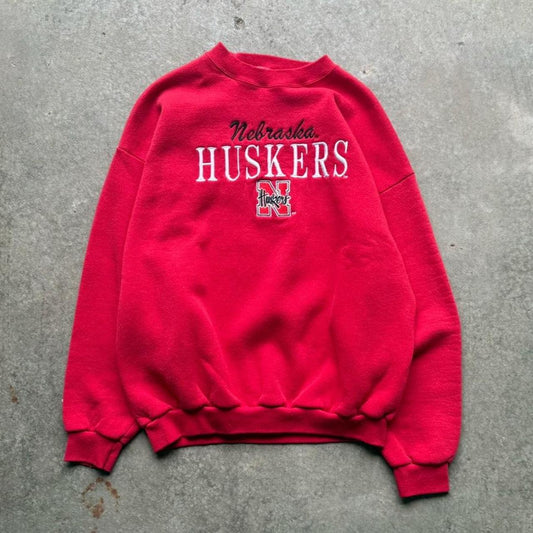 Vintage 90s Nebraska Huskers Embroidered Crewneck - X-Large