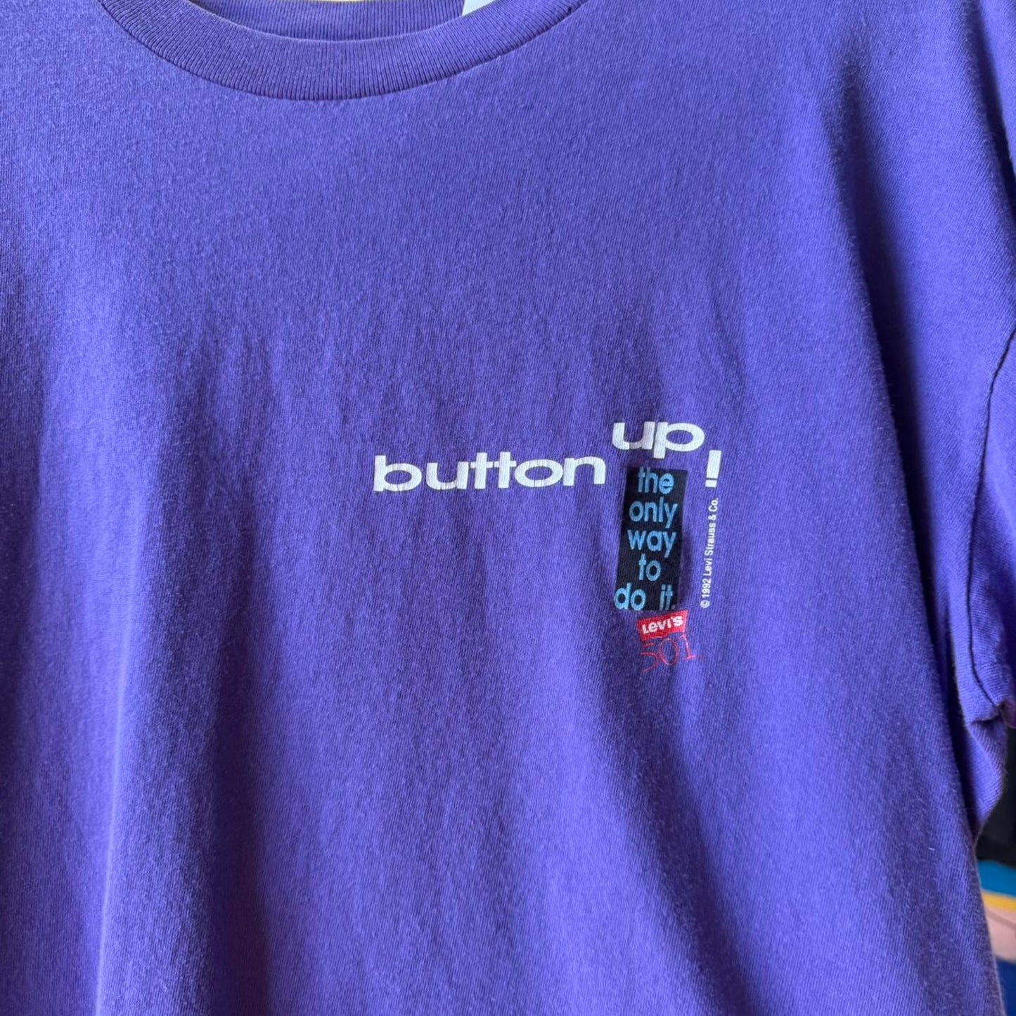Vintage 90s Levi’s Button Up Fly 501 Jeans T-Shirt - Large