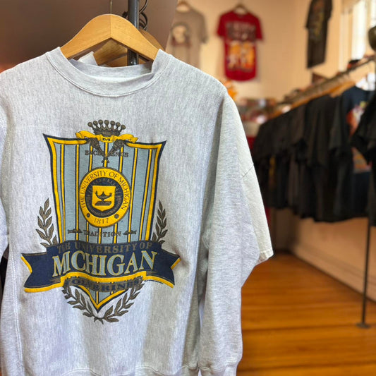 Vintage 90s Michigan Wolverines School Crest Crewneck