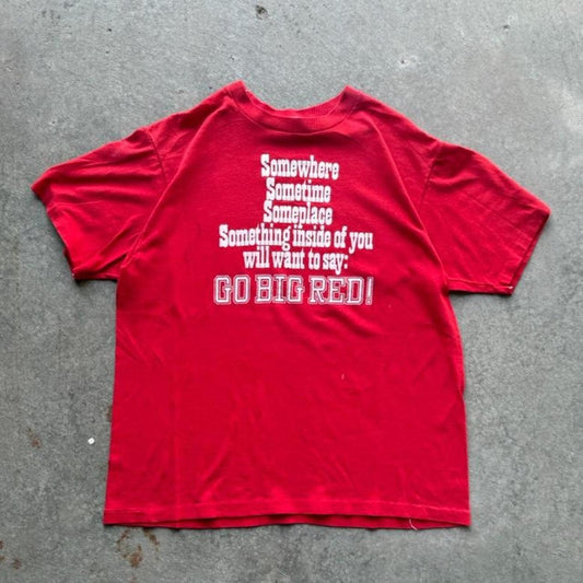 Vintage 80s Nebraska Huskers Go Big Red Text T-Shirt - X-Large